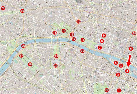 Mapa Paríža s vyznačením Notre Dame