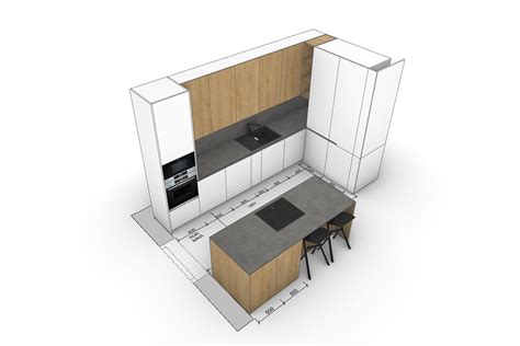 Príklad kuchynskej linky s integrovanou mikrovlnnou rúrou v zásuvke