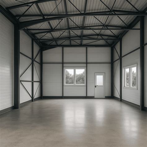 Priemyselný interiér s oceľovou konštrukciou sklenených stien