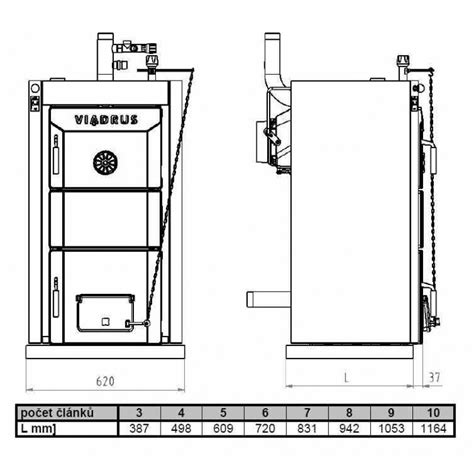 Rozmery kotla VIADRUS Hercules U 26, 5 čl