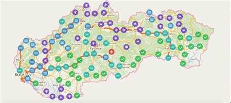 Mapa ukazujúca oblasti s najčastejším použitím betónových náterov v exteriéri