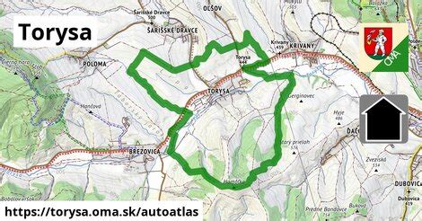 Mapa obce Torysa s vyznačenou polohou stavebnín
