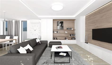 kombinácia rôznych materiálov v modernej obývačke