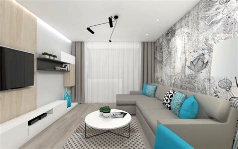 vizualizácia harmonicky zladenej obývačky