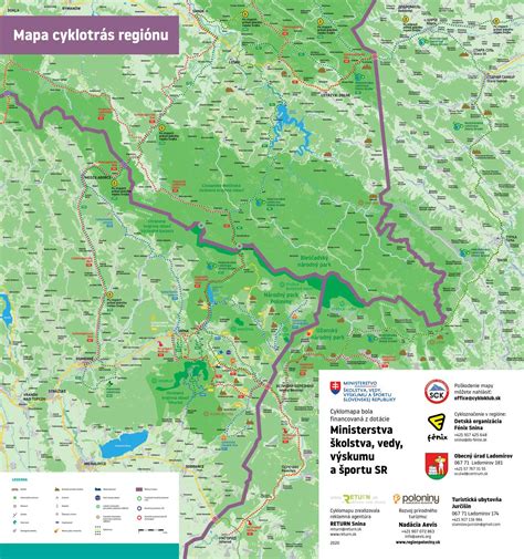 Mapa cyklotrás s prepojením na Poľsko a Českú republiku