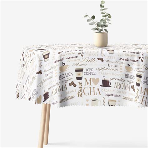 Voskovaný oválny obrus s motívom kávy