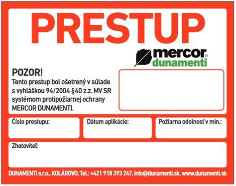 Štítok produktu s informáciami o impregnácii