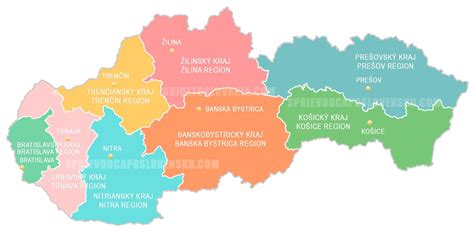 mapa priemerných cien prenájmov bytov na Slovensku podľa krajov