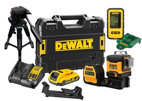 Schéma zobrazenia troch 360-stupňových lúčov lasera DeWALT