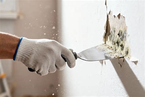Odstraňovanie poškodenej omietky z vlhkej steny