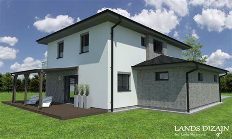 Vizualizácia domu s aplikovaným striekaným kamenným obkladom Dekor/stone