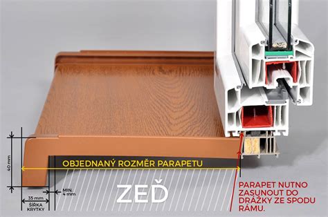 Detailné znázornenie osadenia parapetu do drážky okna
