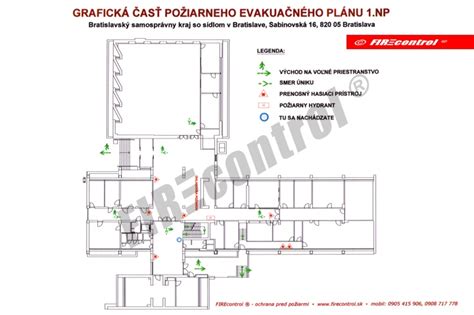Schéma evakuačných ciest a protipožiarnych úsekov v modernej budove