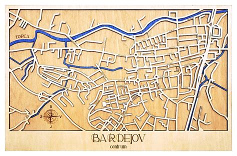 mapa mesta Bardejov so zvýraznenou polohou stavebnín