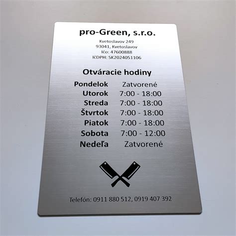 Značka s otváracími hodinami stavebnín