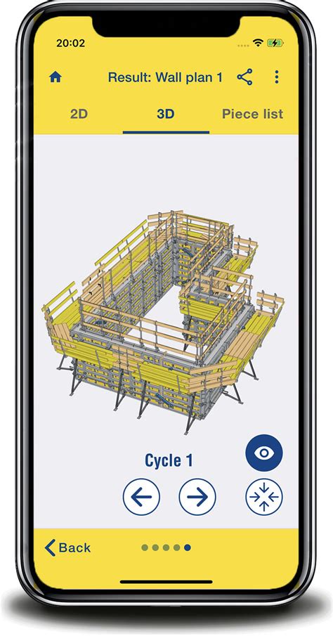 Rozhranie aplikácie Easy Formwork Planner na tablete
