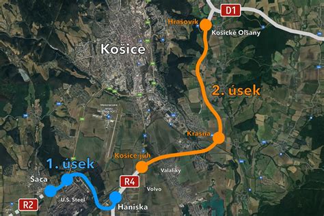 mapa priemyselnej zóny Košice-Šaca