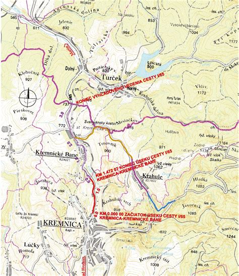 mapa horského priechodu Kremnické Bane