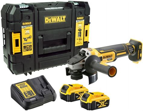 Detailný záber na uhlovú brúsku DeWalt DCG405P2 s príslušenstvom