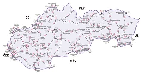 Mapa železničnej trate s vyznačeným úsekom rekonštrukcie