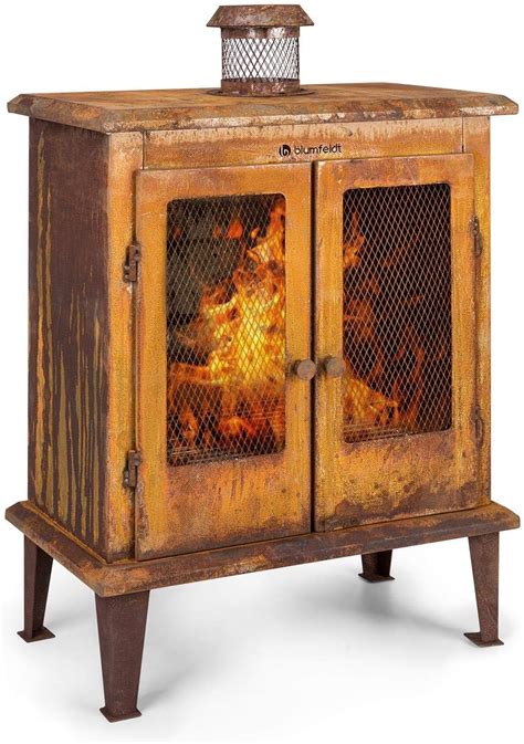 Dizajnový záhradný krb Blumfeldt Flame Locker s efektom hrdze