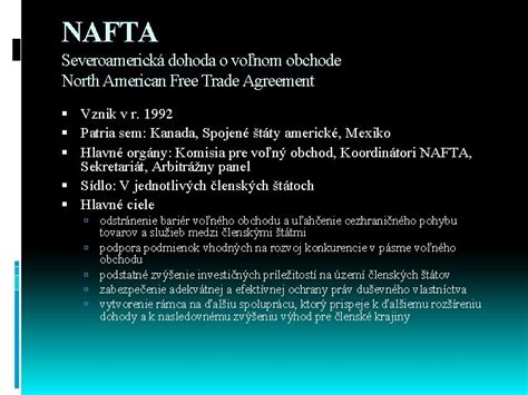 Mapa krajín Severoamerickej dohody o voľnom obchode (NAFTA)
