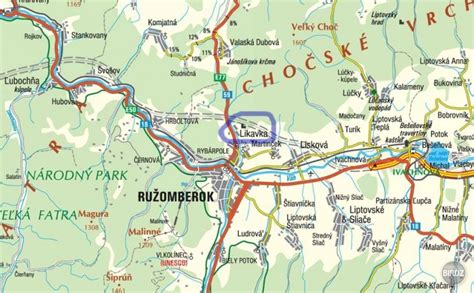 Mapa Ružomberka s vyznačením kľúčových bodov a plánovaných trás