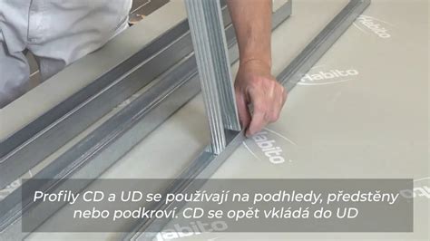 Schéma montáže UD profilov a sadrokartónových pásov