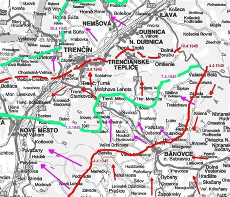 Mapa postupu Červenej armády na južnej Morave v apríli 1945
