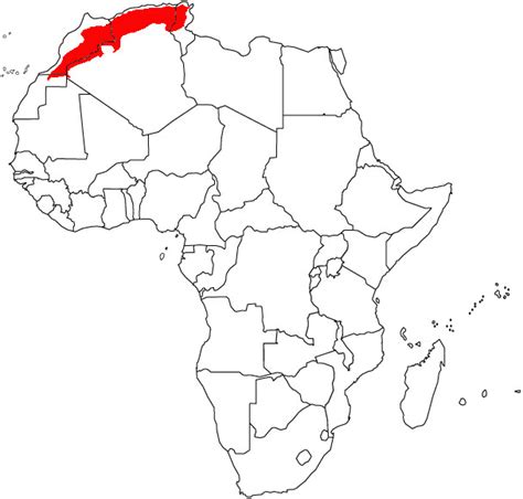 Mapa pohoří Vysoký Atlas v Maroku
