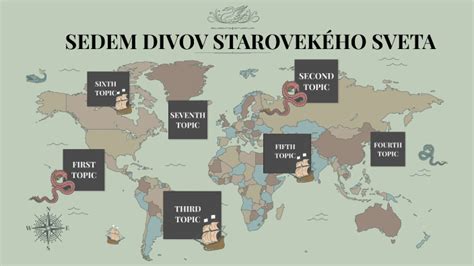 Mapa znázorňujúca lokality Siedmich divov starovekého sveta