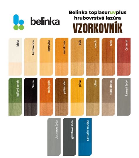 Vzorkovník odtieňov Belinka Toplasur UV Plus