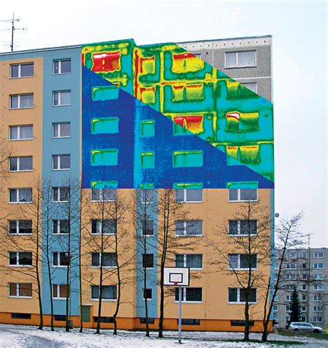 termovízne zobrazenie únikov tepla cez okná a obvodové steny