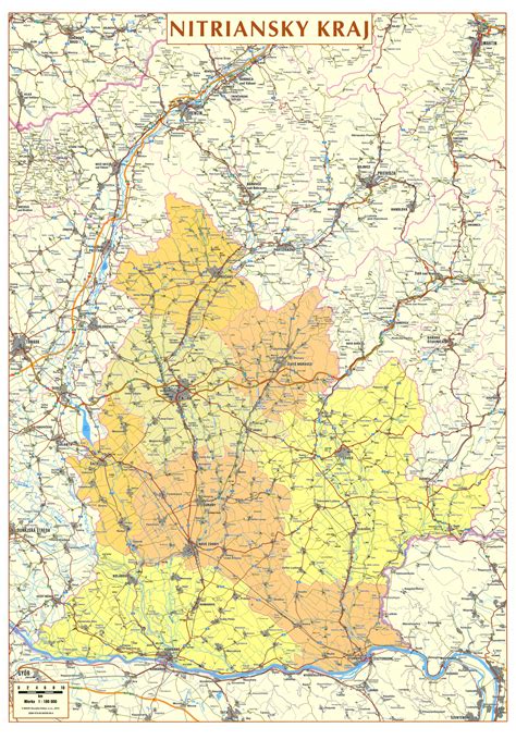 Mapa Nitrianskeho kraja so zvýraznenými oblasťami poskytovania služieb
