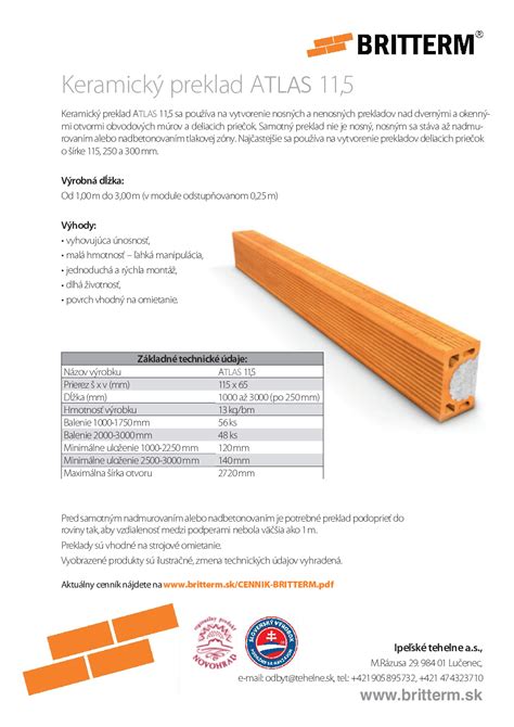 Rozmery tehál Britterm