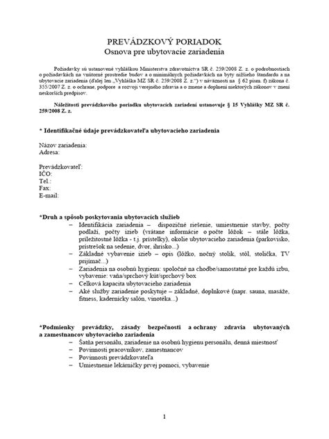 Štruktúra prevádzkového poriadku - infografika