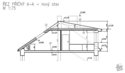 Rez spriahnutým drevobetónovým stropom a detail spoja