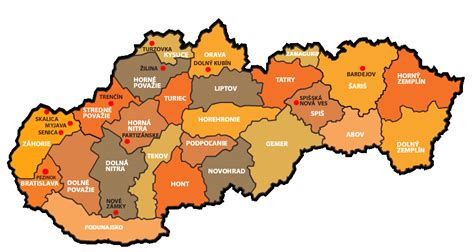 Mapa oblasti Oravy a Tešínskeho Sliezska