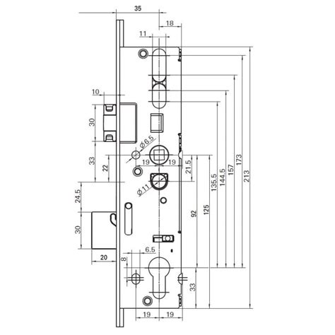 Detailný nákres viacbodového zámku Roto H650 4V