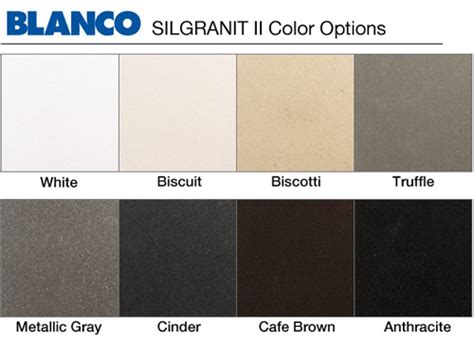 Palette of Blanco Silgranit colors