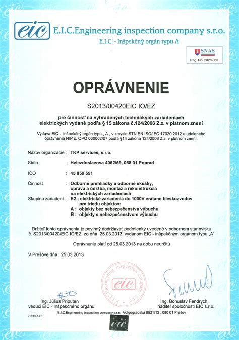 Certifikáty a oprávnenia pre servis kompresorov Orlík