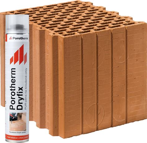 Priečne rezy tehál Porotherm Energy+, EKO+ Profi a T Profi s vyznačením izolačných vrstiev