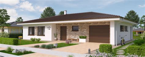 moderný bungalov s rovnou hnedou škridlou