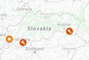 Mapa servisných stredísk Protherm