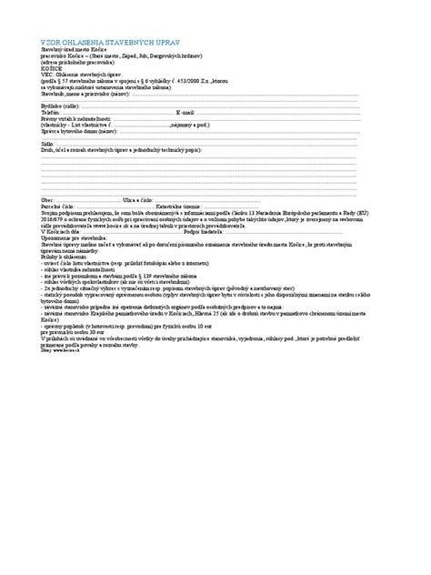 Elektronický formulár pre ohlásenie stavebných úprav