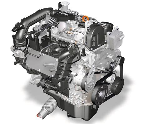 Schéma motora 1.2 TSI EA111 s vyznačenými kľúčovými komponentmi ako je turbo, medzichladič a chladiace okruhy
