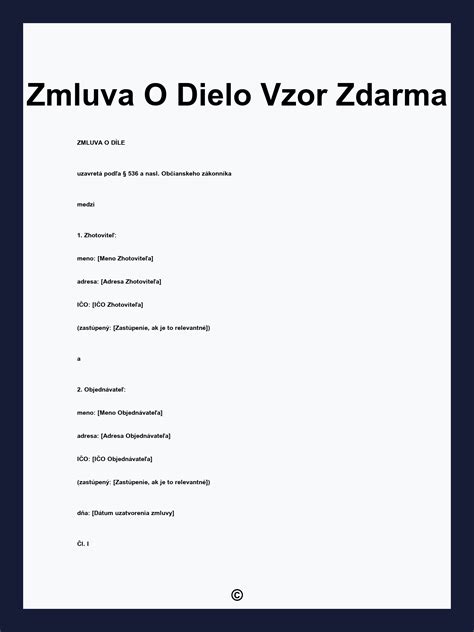 Vzor zmluvy o dielo