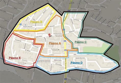 Mapa oblasti Prievidza s vyznačenými stavebnými spoločnosťami a predajňami