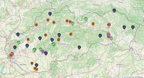 Mapa Slovenska s označenými obcami, ktoré uspeli vo výzve na eurofondy