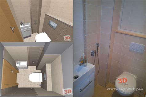 3D vizualizácia moderného bytového jadra s novou kúpeľňou a WC